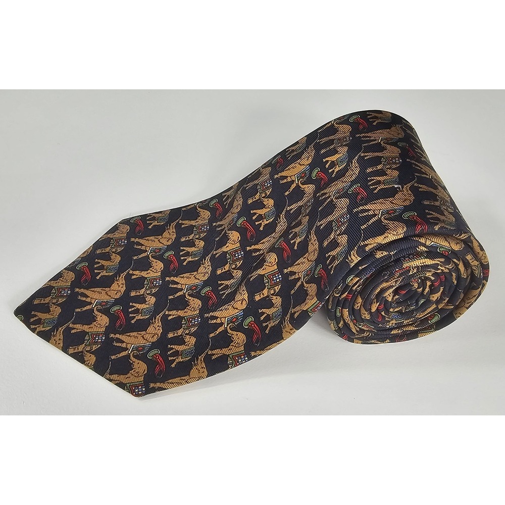 Brooks Brothers Mens Silk‎ Necktie USA Multicolor Elephants Animal 59 X 3 3/4